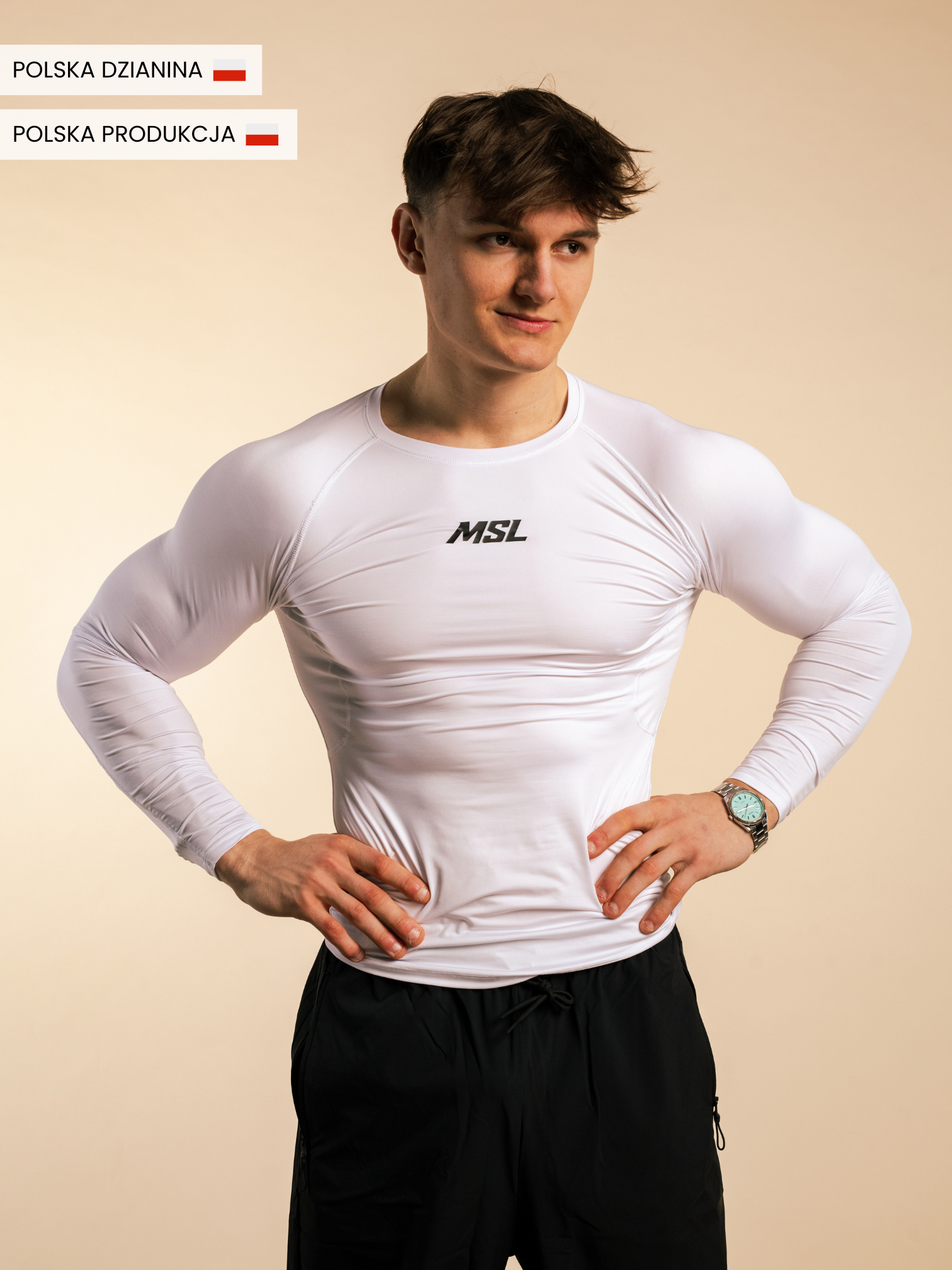 Longsleeve Kompresyjny Męski - Arctic White